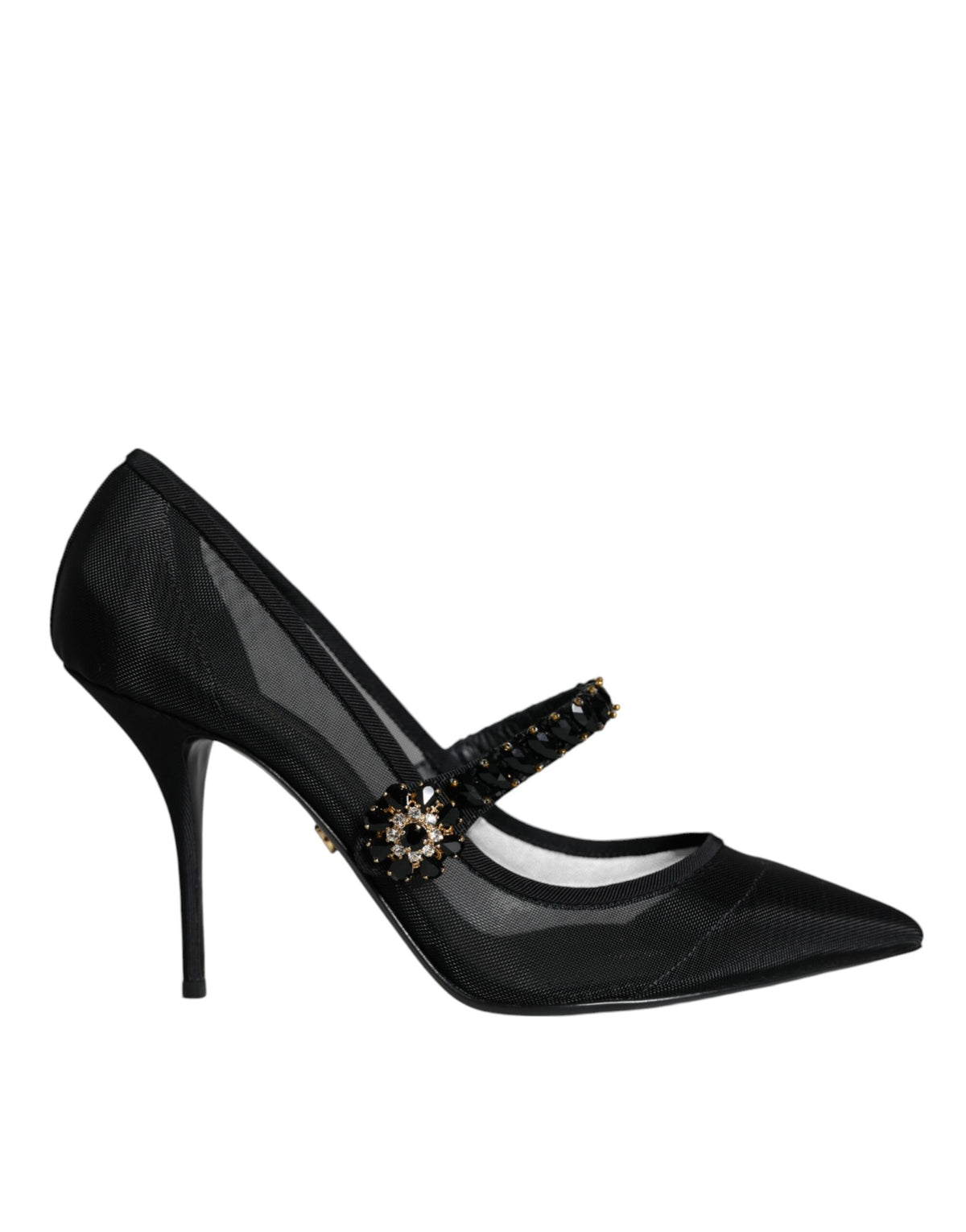 Dolce & Gabbana Black Mesh Mary Jane Crystal Heel Pumps Shoes -   -  Dolce & Gabbana.