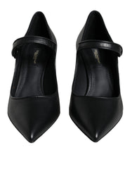 Dolce & Gabbana Black Leather Logo Heels Mary Janes Pumps Shoes -   -  Dolce & Gabbana.