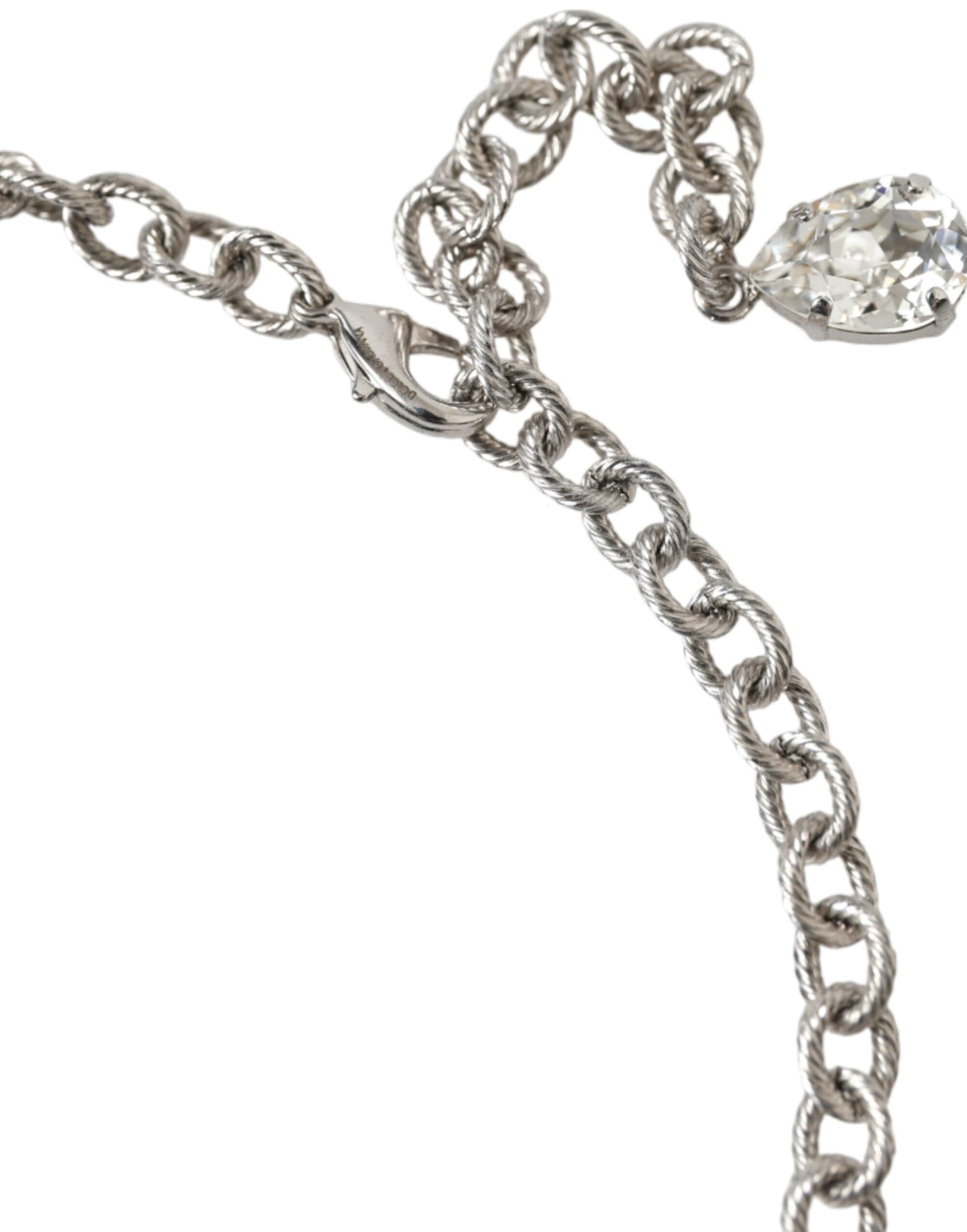 Dolce & Gabbana Silver Brass Clear Crystal Roses Pendants Necklace -   -  Dolce & Gabbana. Dolce & Gabbana Silver Brass Clear Crystal Roses Pendants Necklace -   -  Dolce & Gabbana.