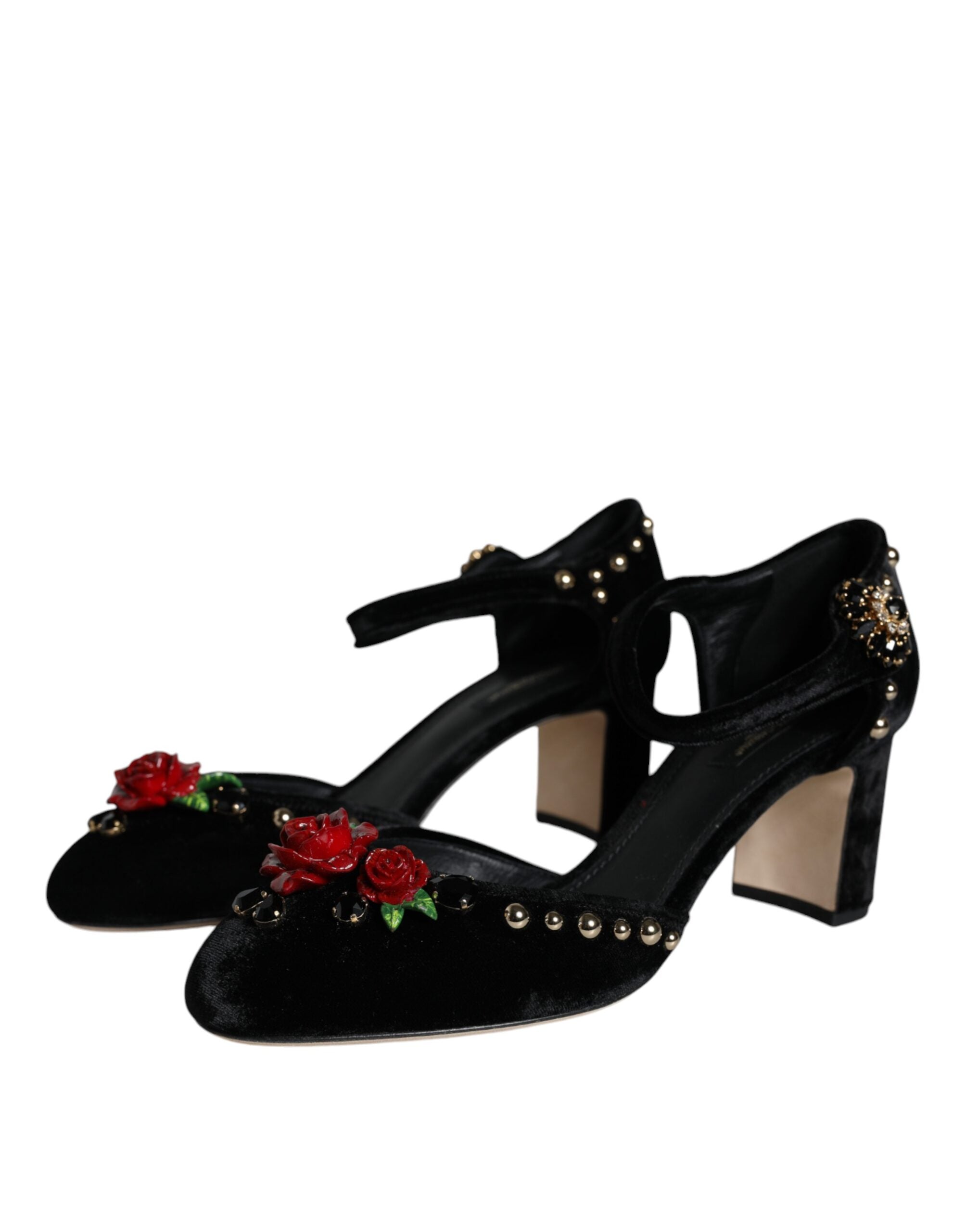 Dolce & Gabbana Black Velvet Roses Ankle Strap Pumps Shoes -   -  Dolce & Gabbana. Dolce & Gabbana Black Velvet Roses Ankle Strap Pumps Shoes -   -  Dolce & Gabbana.