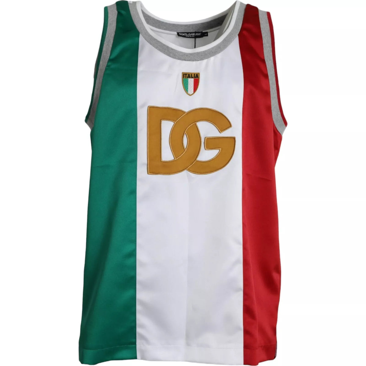 Dolce & Gabbana White Green Sleeveless Top Italian Flag Basket T-shirt -   -  Dolce & Gabbana.