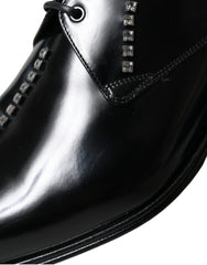 Dolce & Gabbana Black Leather Crystal Dress Formal Shoes -   -  Dolce & Gabbana.