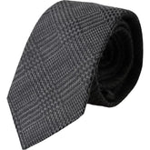 Dolce & Gabbana Dark Gray Plaid Patterned Silk Adjustable Men Tie -  Neckties, Men -  Dolce & Gabbana.