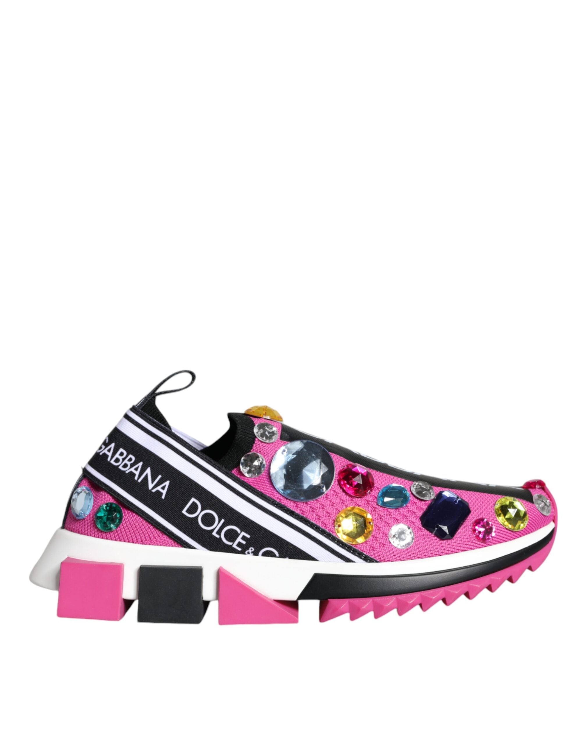 Dolce & Gabbana Pink Sorrento Crystals Low Top Sneakers Shoes -   -  Dolce & Gabbana.