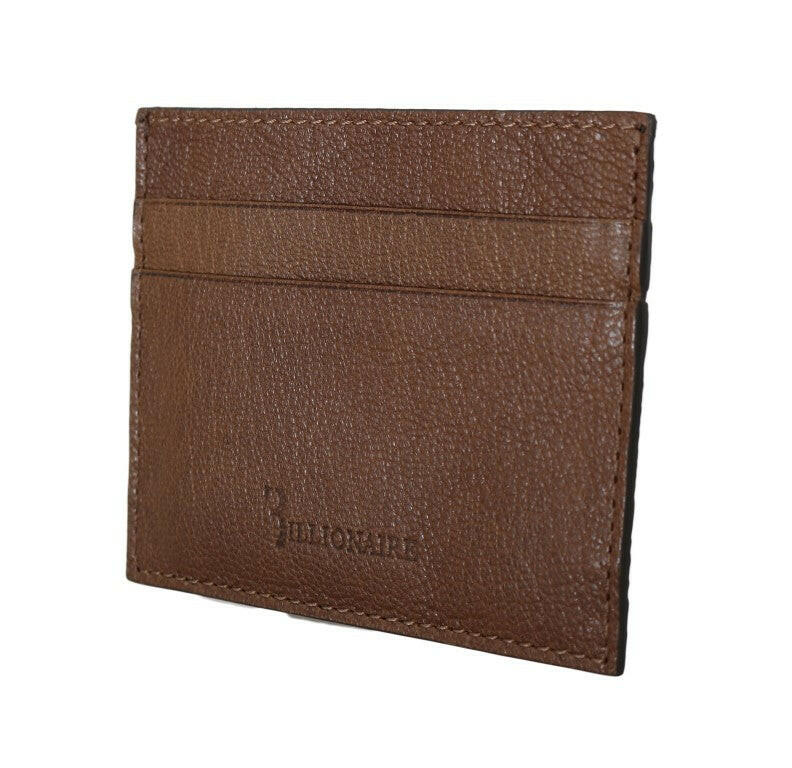 Billionaire Italian Couture Brown Leather Cardholder Wallet -  Leather Wallet for Men -  Billionaire Italian Couture.