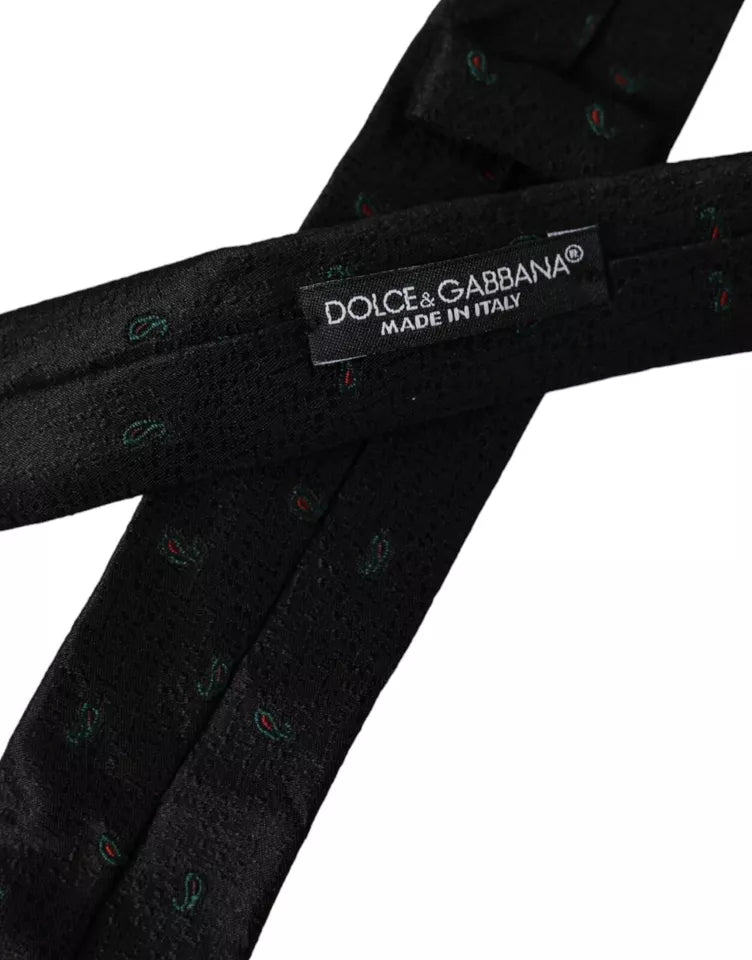 Dolce & Gabbana Black Fantasy 100% Silk Adjustable Men Tie -  Neckties, Men -  Dolce & Gabbana. Dolce & Gabbana Black Fantasy 100% Silk Adjustable Men Tie -  Neckties, Men -  Dolce & Gabbana.