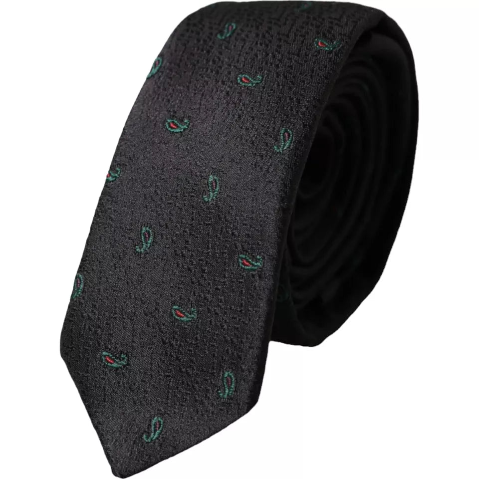 Dolce & Gabbana Black Fantasy 100% Silk Adjustable Men Tie -  Neckties, Men -  Dolce & Gabbana.