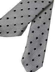 Dolce & Gabbana Black White Dot Fantasy Silk Adjustable Men Tie -  Neckties, Men -  Dolce & Gabbana.