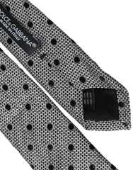 Dolce & Gabbana Black White Dot Fantasy Silk Adjustable Men Tie -  Neckties, Men -  Dolce & Gabbana.