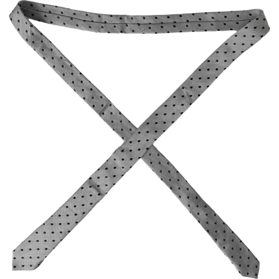 Dolce & Gabbana Black White Dot Fantasy Silk Adjustable Men Tie -  Neckties, Men -  Dolce & Gabbana. Dolce & Gabbana Black White Dot Fantasy Silk Adjustable Men Tie -  Neckties, Men -  Dolce & Gabbana.