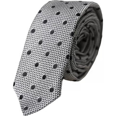 Dolce & Gabbana Black White Dot Fantasy Silk Adjustable Men Tie -  Neckties, Men -  Dolce & Gabbana.