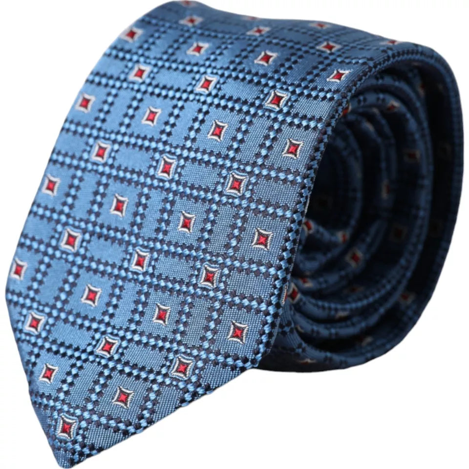 Dolce & Gabbana Blue Patterned 100% Silk Adjustable Men Tie -  Neckties, Men -  Dolce & Gabbana.