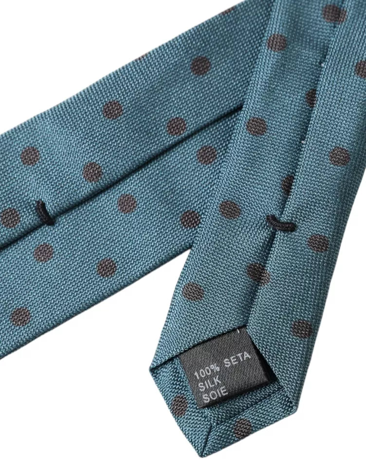 Dolce & Gabbana Green Black Polka Dot Silk Adjustable Men Tie -  Neckties, Men -  Dolce & Gabbana. Dolce & Gabbana Green Black Polka Dot Silk Adjustable Men Tie -  Neckties, Men -  Dolce & Gabbana.