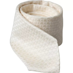 Dolce & Gabbana Off White Silk Adjustable Necktie Men Tie -  Neckties, Men -  Dolce & Gabbana.