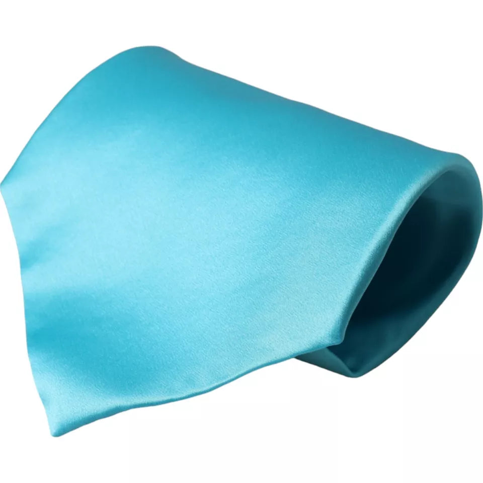 Dolce & Gabbana Light Blue Satin Silk Wide Adjustable Men Tie - Neckties, Men - Dolce & Gabbana.