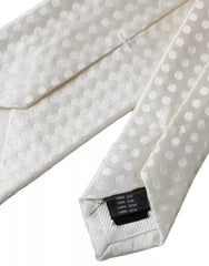 Dolce & Gabbana White Dotted Silk Classic Adjustable Men Tie -  Neckties, Men -  Dolce & Gabbana.