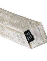 Dolce & Gabbana Off White Patterned Silk Adjustable Men Tie -  Neckties, Men -  Dolce & Gabbana.