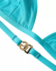 Dolce & Gabbana Blue Green Halter DG Logo Swimwear Beachwear Bikini Top -   -  Dolce & Gabbana.