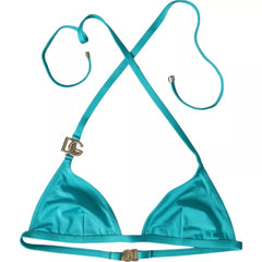 Dolce & Gabbana Blue Green Halter DG Logo Swimwear Beachwear Bikini Top -   -  Dolce & Gabbana.