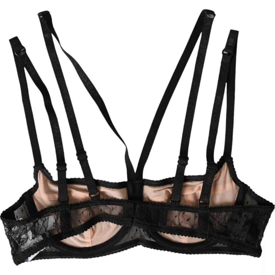 Dolce & Gabbana Black Floral Lace Nylon Balconcino Bra Underwear -   -  Dolce & Gabbana. Dolce & Gabbana Black Floral Lace Nylon Balconcino Bra Underwear -   -  Dolce & Gabbana.