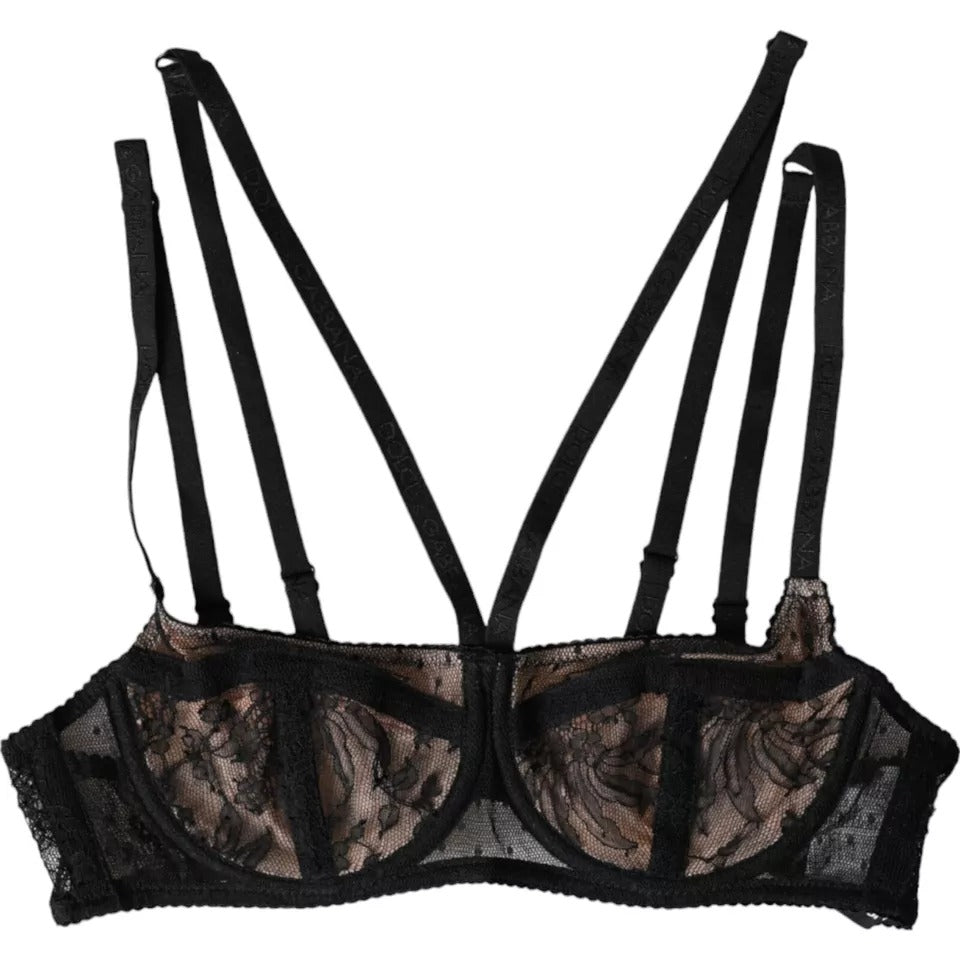 Dolce & Gabbana Black Floral Lace Nylon Balconcino Bra Underwear -   -  Dolce & Gabbana. Dolce & Gabbana Black Floral Lace Nylon Balconcino Bra Underwear -   -  Dolce & Gabbana.