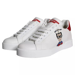 Dolce & Gabbana White Patch Calfskin Nappa Portofino Sneakers Shoes -   -  Dolce & Gabbana.