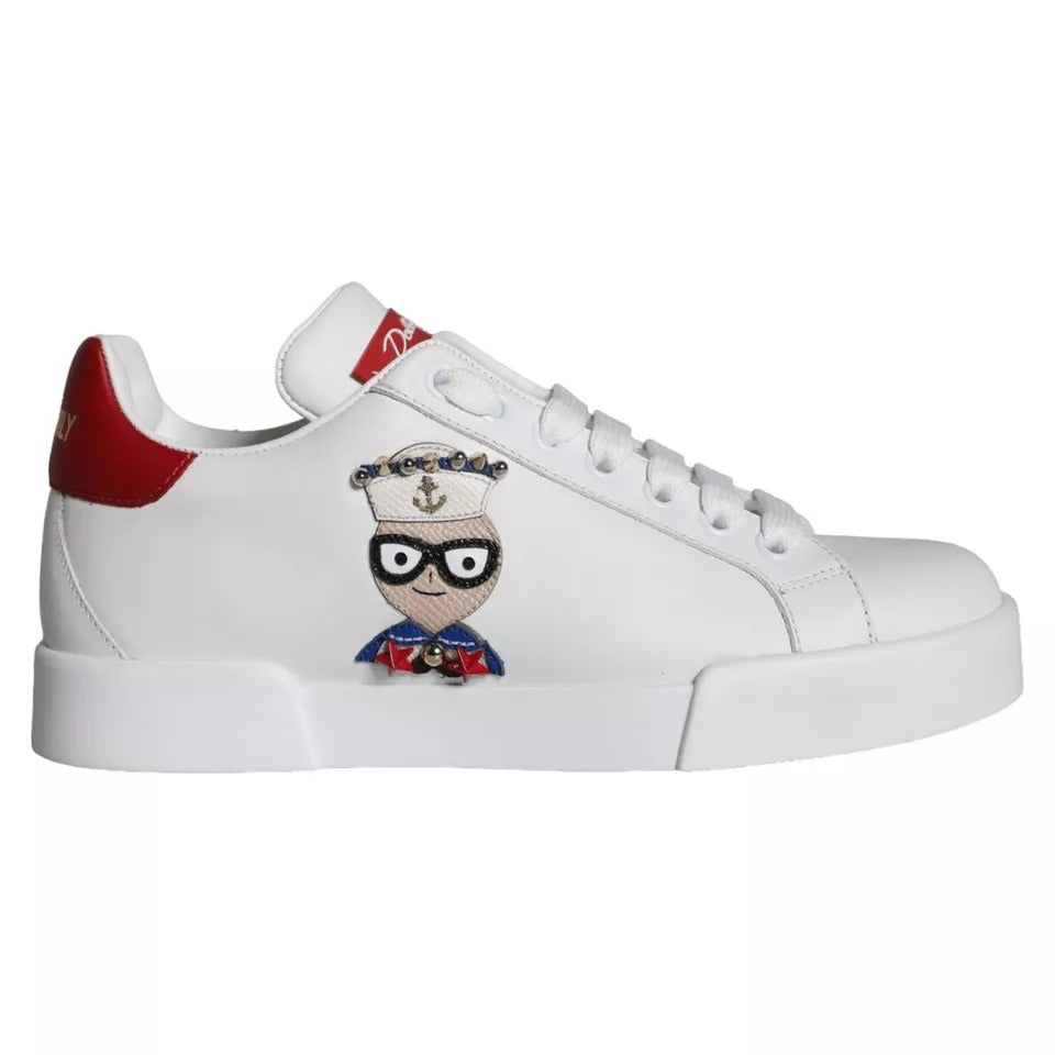 Dolce & Gabbana White Patch Calfskin Nappa Portofino Sneakers Shoes -   -  Dolce & Gabbana.