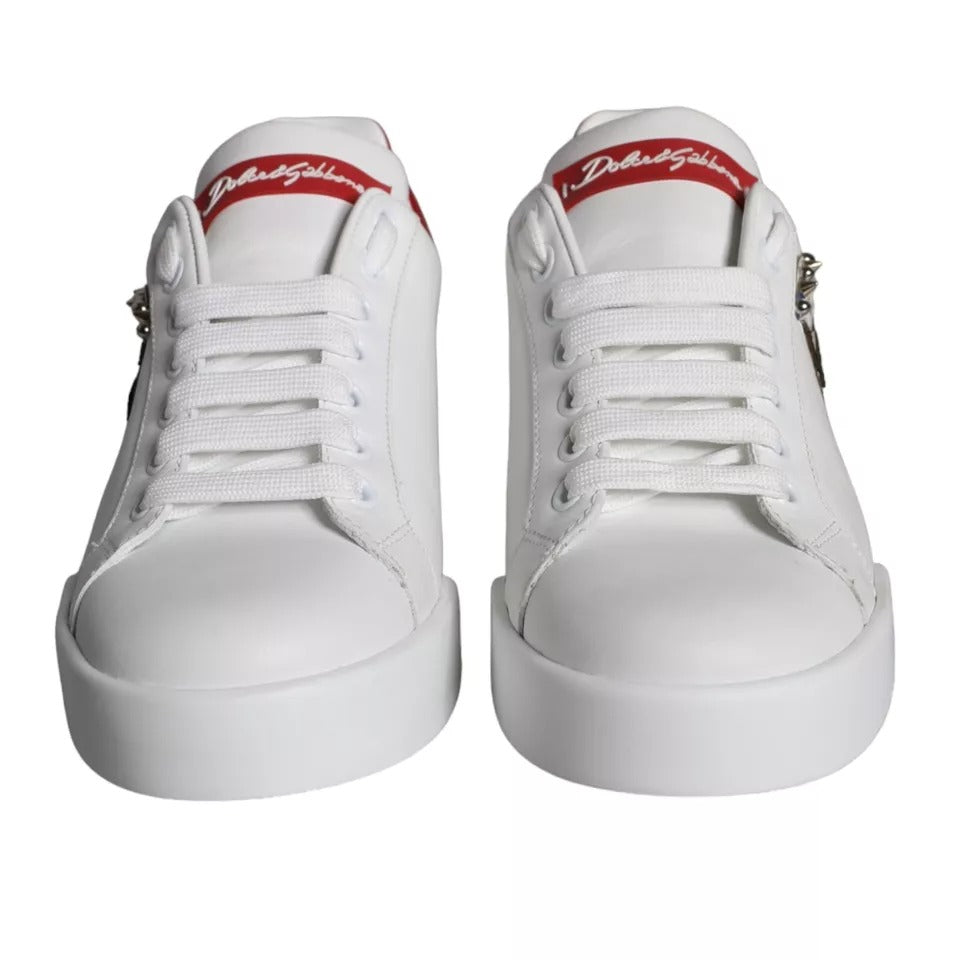 Dolce & Gabbana White Patch Calfskin Nappa Portofino Sneakers Shoes -   -  Dolce & Gabbana. Dolce & Gabbana White Patch Calfskin Nappa Portofino Sneakers Shoes -   -  Dolce & Gabbana.