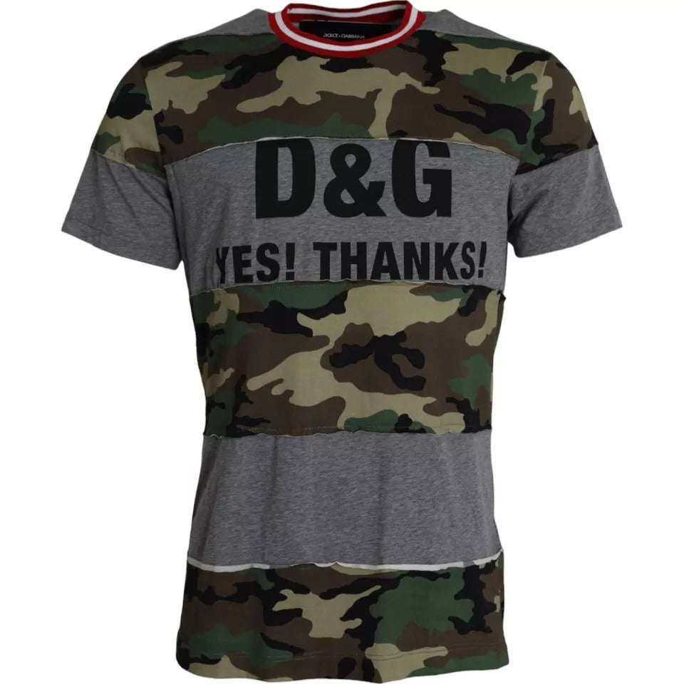 Dolce & Gabbana Multicolor Camouflage Cotton Crew Neck Men T-shirt -   -  Dolce & Gabbana.