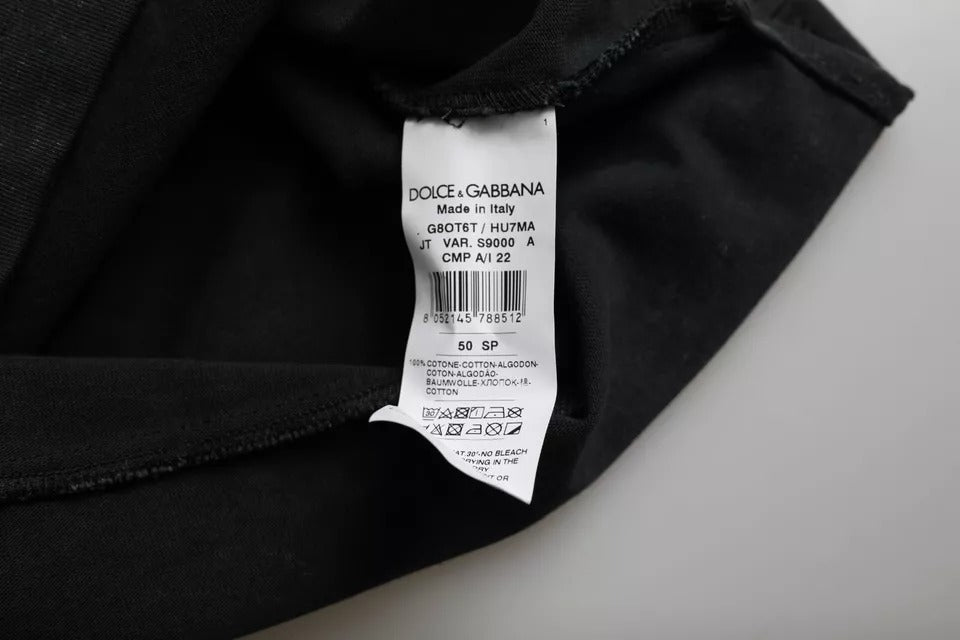 Dolce & Gabbana Black Graphic Print Cotton Crew Neck T-shirt -   -  Dolce & Gabbana. Dolce & Gabbana Black Graphic Print Cotton Crew Neck T-shirt -   -  Dolce & Gabbana.