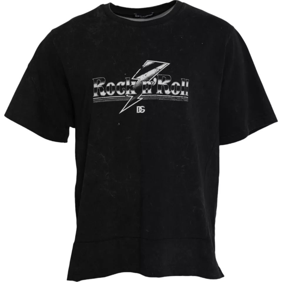 Dolce & Gabbana Black Graphic Print Cotton Crew Neck T-shirt -   -  Dolce & Gabbana.