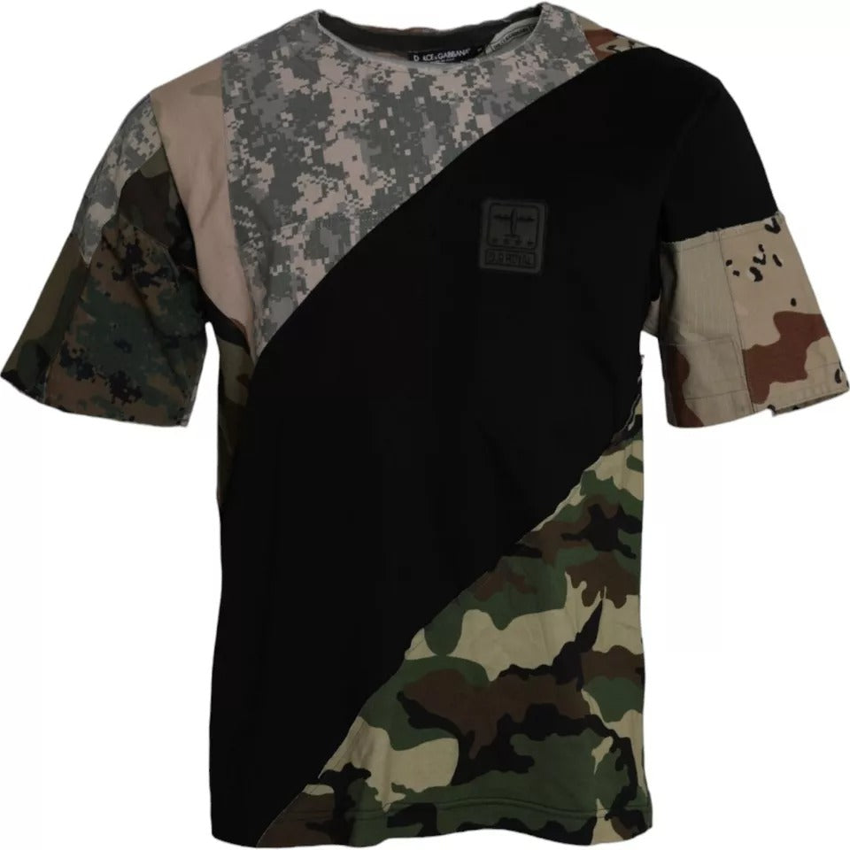 Dolce & Gabbana Multicolor Camouflage Cotton Round Neck Men T-shirt -   -  Dolce & Gabbana.
