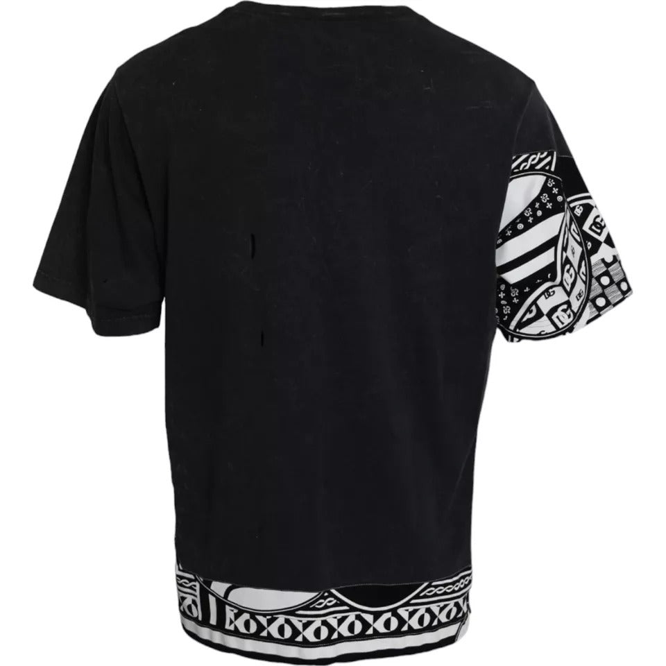Dolce & Gabbana Black Graphic Printed Cotton Short Sleeves T-shirt -   -  Dolce & Gabbana. Dolce & Gabbana Black Graphic Printed Cotton Short Sleeves T-shirt -   -  Dolce & Gabbana.