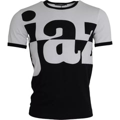 Dolce & Gabbana Black White Jazz Print Cotton Short Sleeves T-shirt -   -  Dolce & Gabbana.
