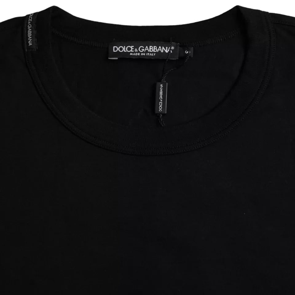 Dolce & Gabbana Black Logo Embossed Cotton Crew Neck T-shirt -   -  Dolce & Gabbana. Dolce & Gabbana Black Logo Embossed Cotton Crew Neck T-shirt -   -  Dolce & Gabbana.