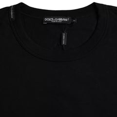 Dolce & Gabbana Black Logo Embossed Cotton Crew Neck T-shirt -   -  Dolce & Gabbana.