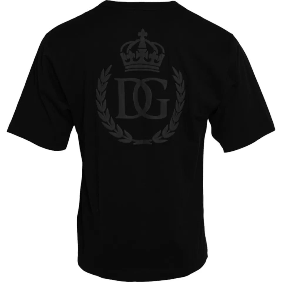 Dolce & Gabbana Black Logo Embossed Cotton Crew Neck T-shirt -   -  Dolce & Gabbana. Dolce & Gabbana Black Logo Embossed Cotton Crew Neck T-shirt -   -  Dolce & Gabbana.