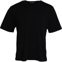 Dolce & Gabbana Black Logo Embossed Cotton Crew Neck T-shirt -   -  Dolce & Gabbana.