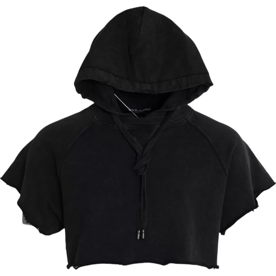 Dolce & Gabbana Black Cotton Hooded Short Sleeves Cropped T-shirt -   -  Dolce & Gabbana. Dolce & Gabbana Black Cotton Hooded Short Sleeves Cropped T-shirt -   -  Dolce & Gabbana.
