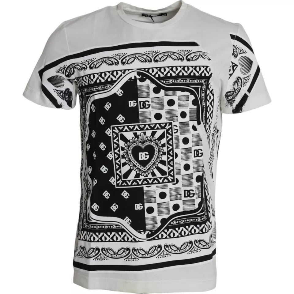 Dolce & Gabbana White Bandana Print Cotton Short Sleeves Men T-shirt -   -  Dolce & Gabbana.