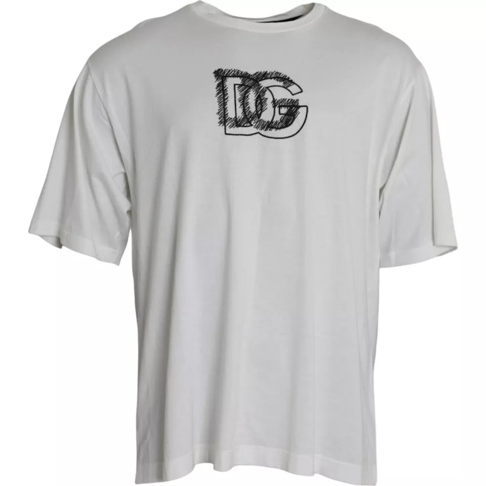 Dolce & Gabbana White Logo Round Neck Short Sleeves T-shirt -   -  Dolce & Gabbana.