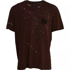 Dolce & Gabbana Brown Color Splash Cotton Crew Neck T-shirt -   -  Dolce & Gabbana.