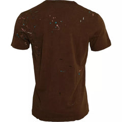 Dolce & Gabbana Brown Color Splash Cotton Crew Neck T-shirt -   -  Dolce & Gabbana.
