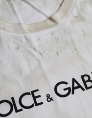 Dolce & Gabbana Off White Logo Cotton Crew Neck T-shirt -   -  Dolce & Gabbana.
