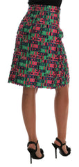 Dolce & Gabbana Pink Green Jacquard Pencil Skirt -   -  Dolce & Gabbana.