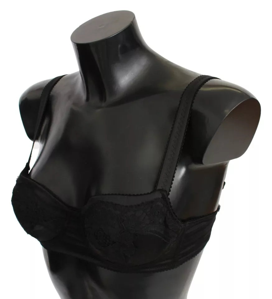 Dolce & Gabbana Black Silk Lace Balconcino Bra Underwear -   -  Dolce & Gabbana. Dolce & Gabbana Black Silk Lace Balconcino Bra Underwear -   -  Dolce & Gabbana.