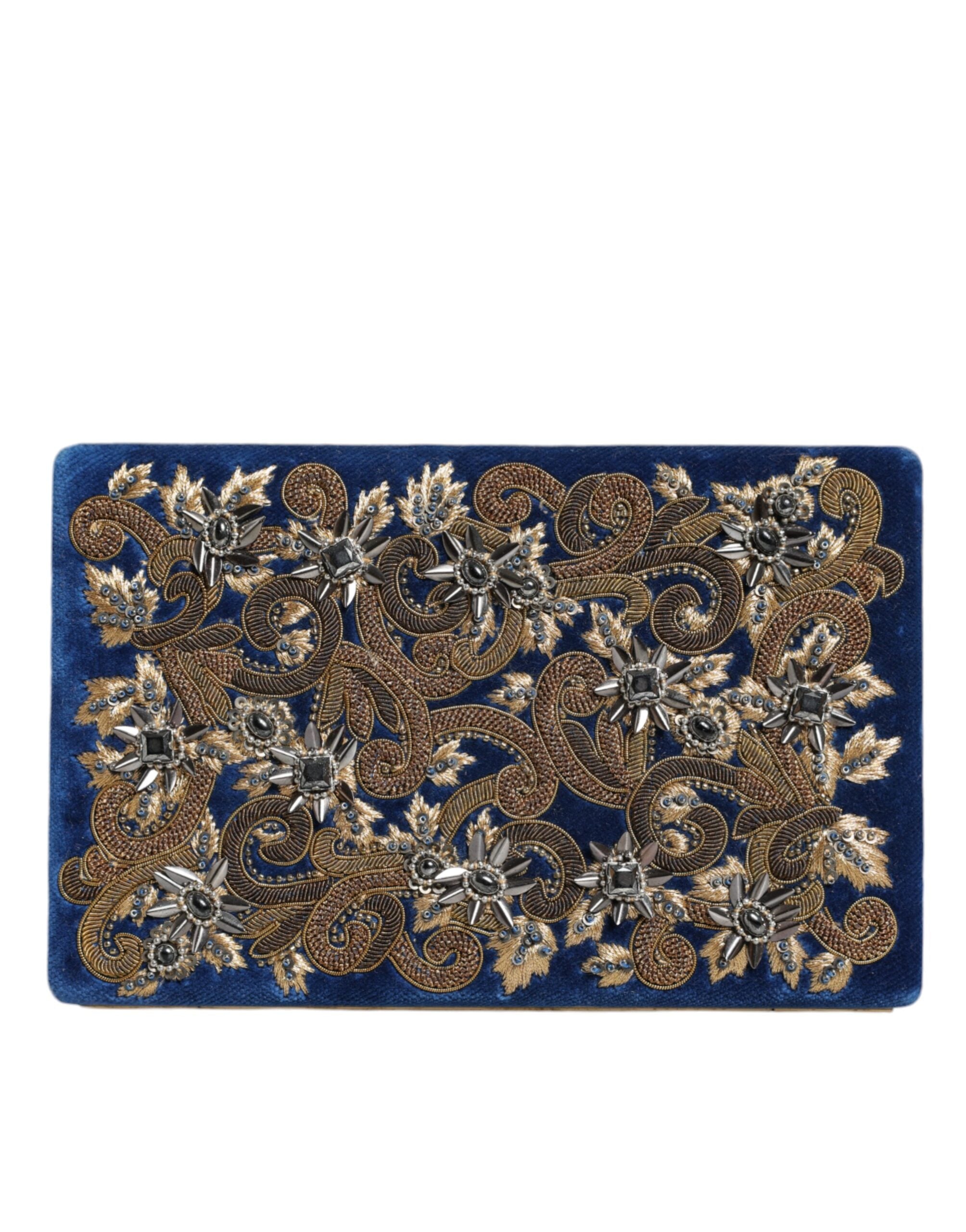 Dolce & Gabbana Blue Velvet Gold Frame Clutch Evening Party Purse Bag -  Luxury Clutch Bag for Women -  Dolce & Gabbana. Dolce & Gabbana Blue Velvet Gold Frame Clutch Evening Party Purse Bag -  Luxury Clutch Bag for Women -  Dolce & Gabbana.