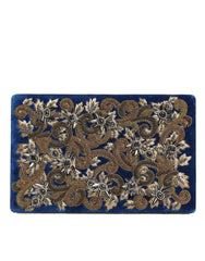 Dolce & Gabbana Blue Velvet Gold Frame Clutch Evening Party Purse Bag -  Luxury Clutch Bag for Women -  Dolce & Gabbana.