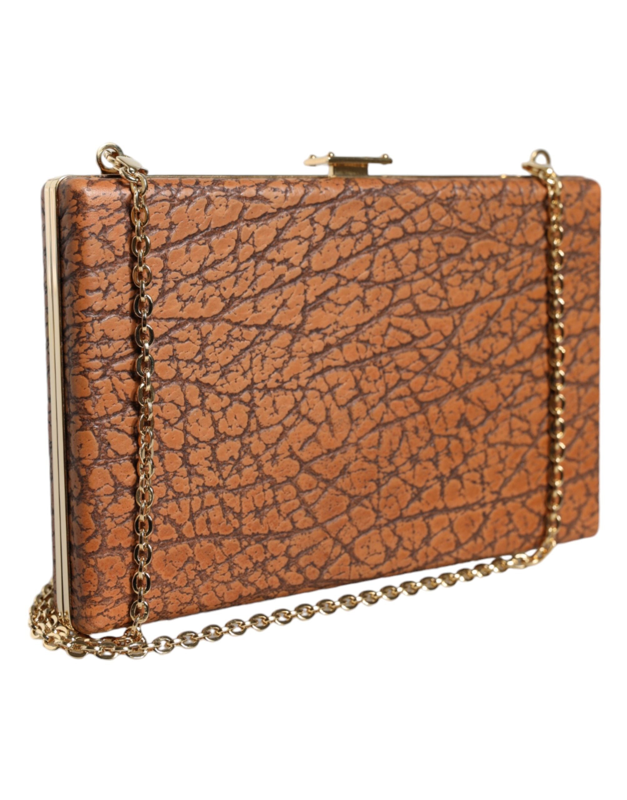 Dolce & Gabbana Brown Leather Gold Frame Clutch Mini Crossbody Bag -   -  Dolce & Gabbana. Dolce & Gabbana Brown Leather Gold Frame Clutch Mini Crossbody Bag -   -  Dolce & Gabbana.