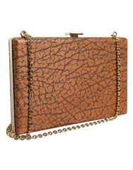 Dolce & Gabbana Brown Leather Gold Frame Clutch Mini Crossbody Bag -   -  Dolce & Gabbana.